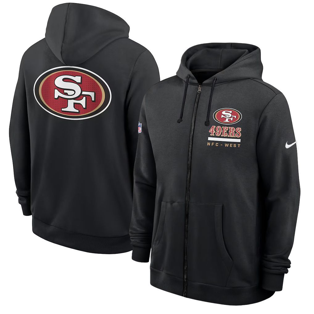 Men 2026 NFL San Francisco 49ers zip-up hoodie black 01